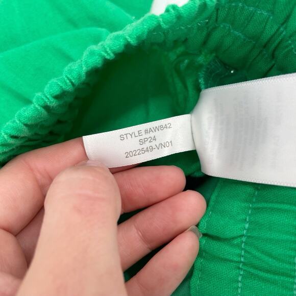 J.Crew Pants Women 0 Petite Green Linen Cotton Drawstring NEW Pull On AW842 Cuff - Picture 5 of 7